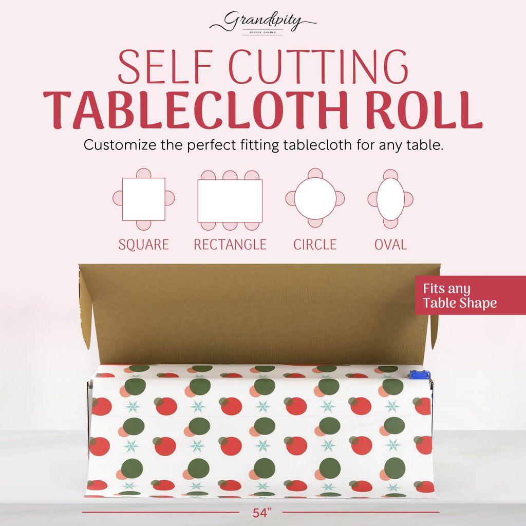 Plastic Table Cloth Roll - 54in x 100 Ft. Table Cover Holiday