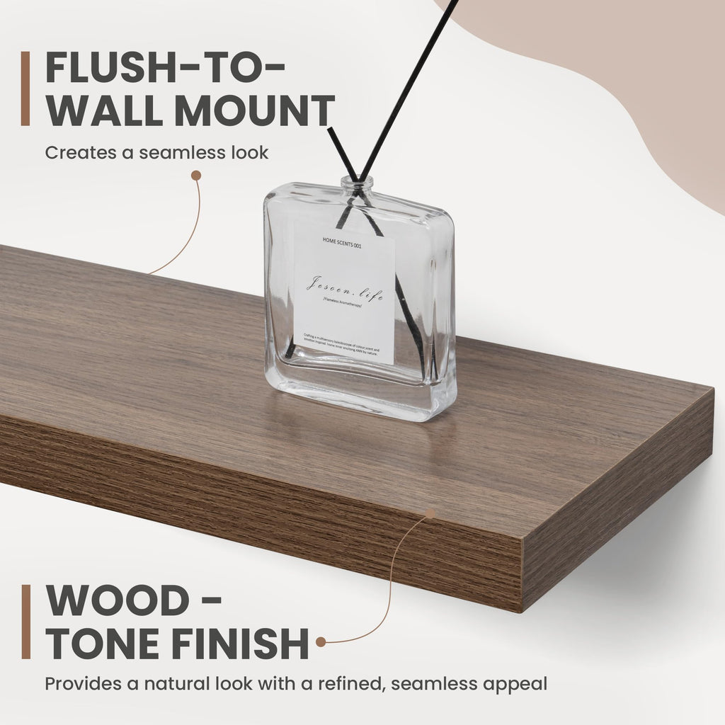 48 Inch Floating Shelves, 8 Inch Deep Floating Shelves for Wall, Hanging Shelf with Invisible Brackets, Deep Shelves
