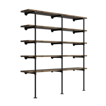 (77"Tall, 14"Deep, 3pcs) Industrial Retro Wall Mount Iron Pipe Shelf, DIY Open Bookshelf, Hung Bracket, Home Improvement