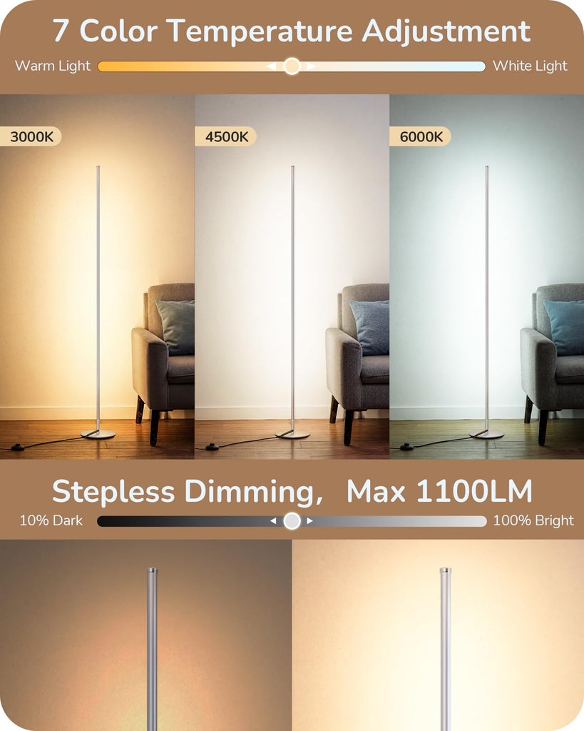 2 Pack 57.5" Corner Lamp with Remote, Stepless Dimmable & 7 CCT