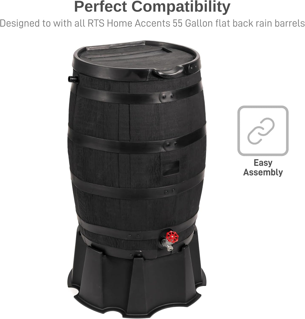 55-Gallon Rain Barrel Stand, Made from 100% Recycled Material, Black