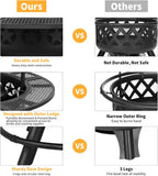 35 Inch Fire Pit with 2 Cooking Grate & Charcoal Pan, Outdoor Wood Burning BBQ Grill Firepit Bowl with Cover Lid, Steel Round Table for Backyard - Image 6