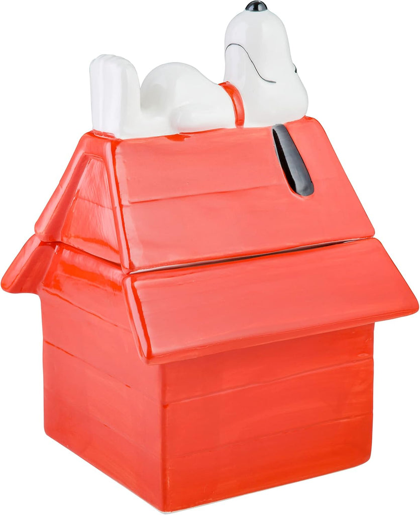 Classic Snoopy Doghouse Cookie Jar, 11.2-Inch Ceramic Jar With Lid, Vintage Cartoon Collectible Kitchen Storage