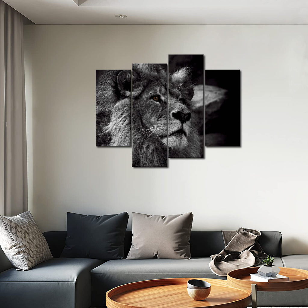 Black and White Lion Head Portrait Wall Art Painting Pictures Print On Canvas Animal The Picture Modern Decoration