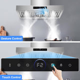 36 Inch Stainless Steel Wall Mount Range Hood 700 CFM 3 Speed Touch Control, LED Lights Convertible Ducted/Ductless