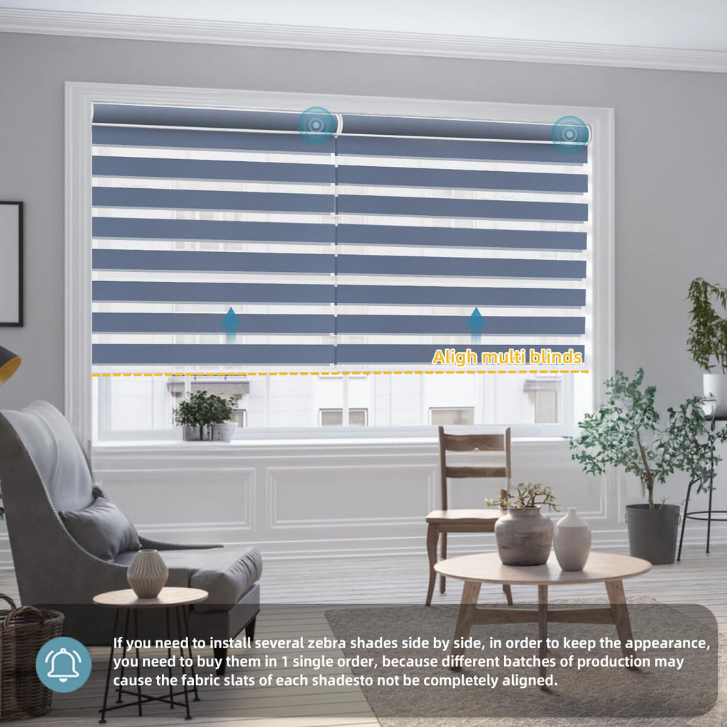Motorized Zebra Shades Work with HomeKit, Alexa, Google Home, 90% Blackout Light Filtering Day Night Sheer Blinds