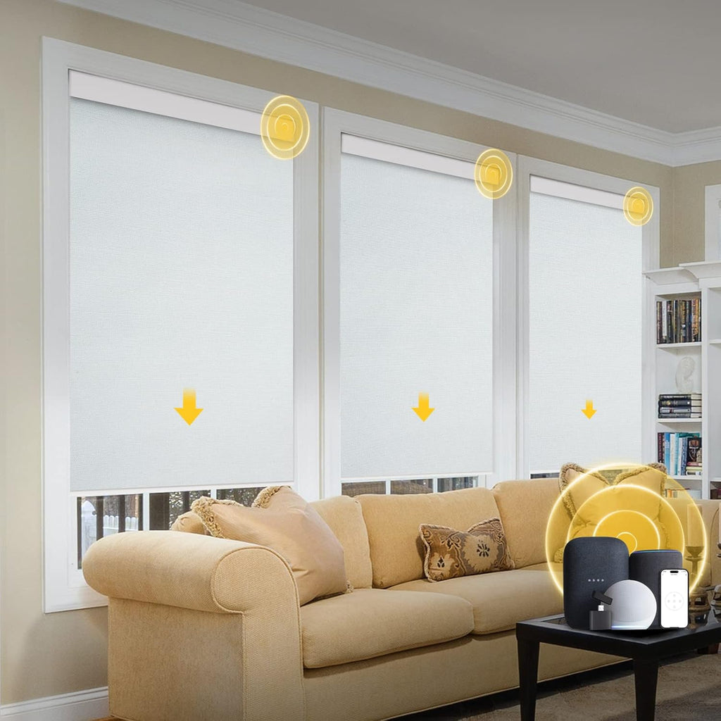 Motorized Blinds with Remote, Smart Automatic Roller Shades  - Bright White