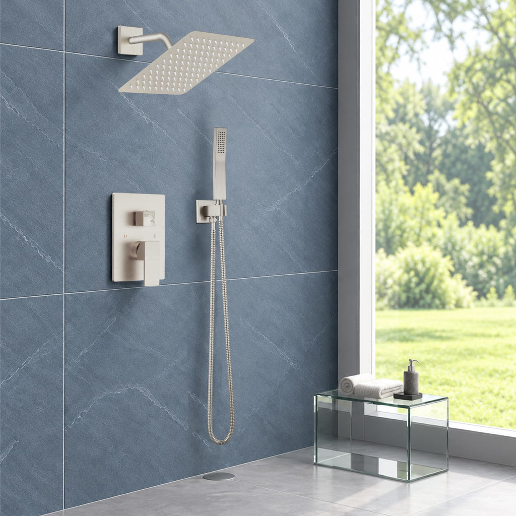 Shower Faucet Set with Handheld Sprayer,8 Inch,Brushed Nickel