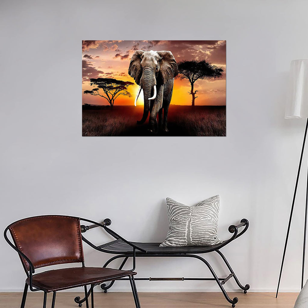 Canvas Wall Art Elephant Picture African Wild Animals Artwork Painting Print Bedroom Kitchen Home and Office