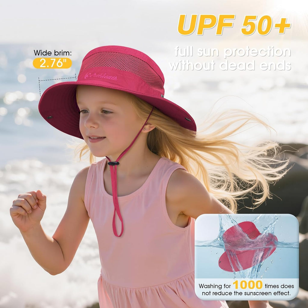 Outdoor Kids Sun Hat UPF 50+ Quick Dry Adjustable Bucket Hat Windproof Waterproof Beach Fishing Safari Hat
