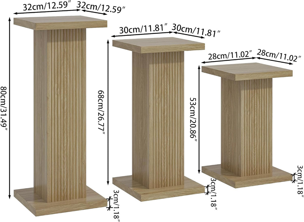 Tall Plant Stand for Indoor,set of 3 Corner Plant Stand for Multiple Plants | Wood Pedestal Stands Flower Party Cake