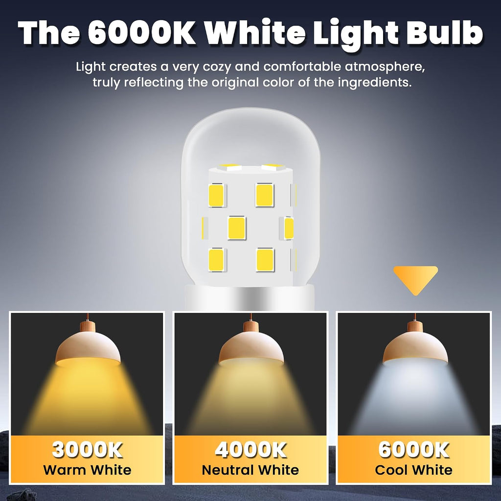 Microwave Light Bulb E17 LED 8206232A, 3W 125V, 6000K, 2-Pack