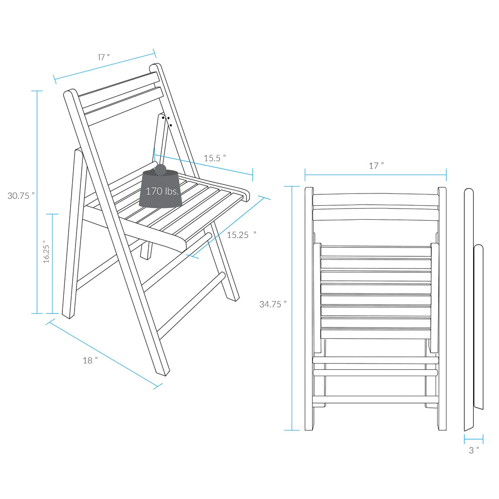 Wooden Folding Chairs 2-Pcs Set - Espresso