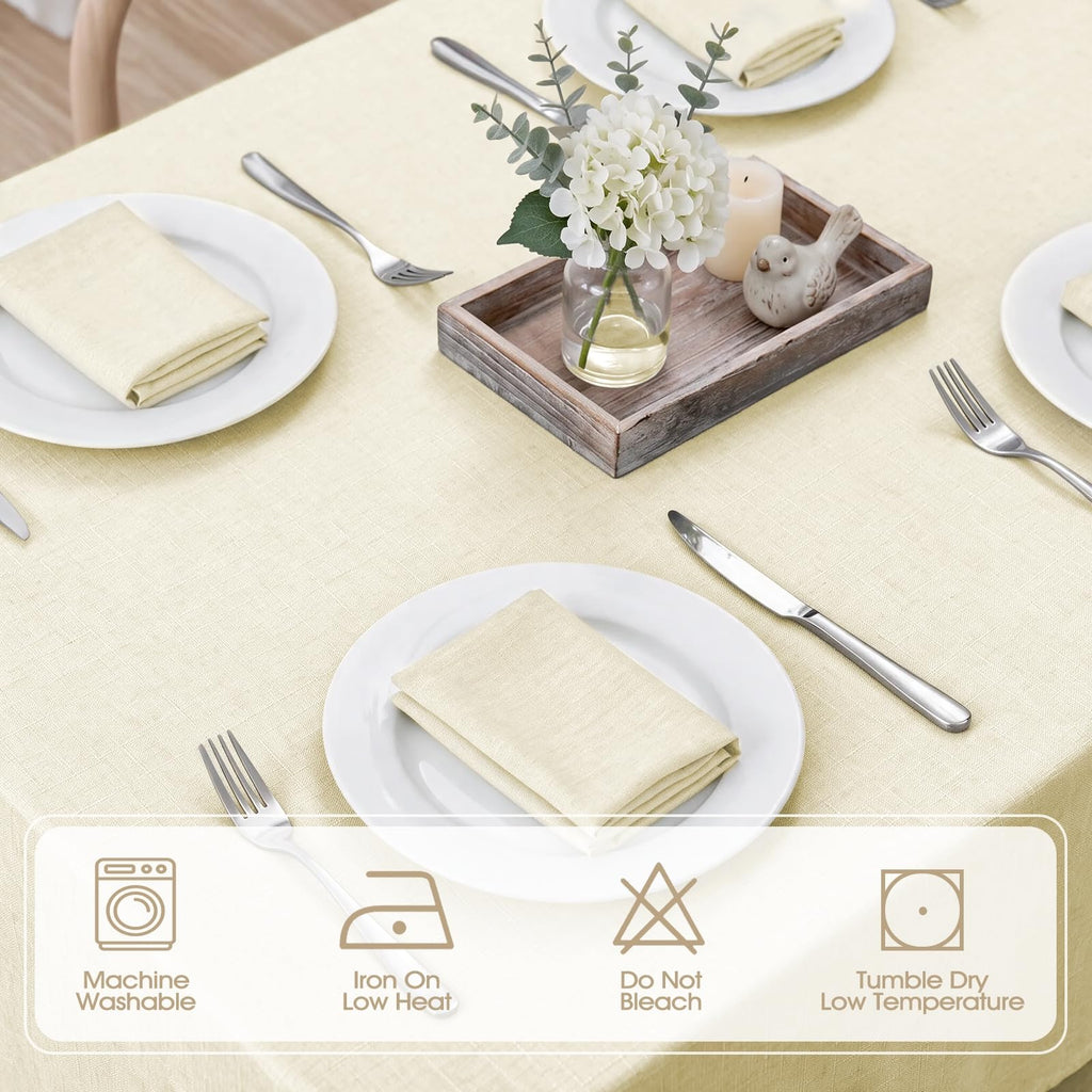 Rectangle Tablecloth 60x120 inch Linen Textured Waterproof Table Cloth Stain and Wrinkle Resistant Washable