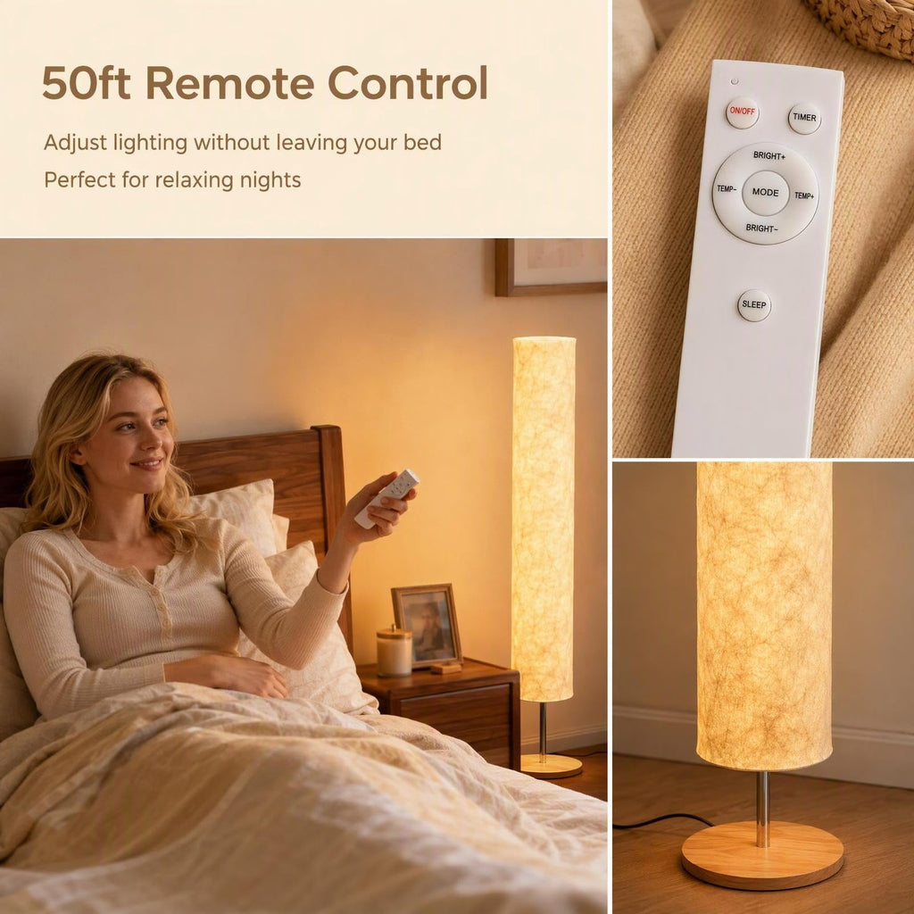 Remote Control Fabric Floor Lamp, Dimmable 3 Color Temperatures