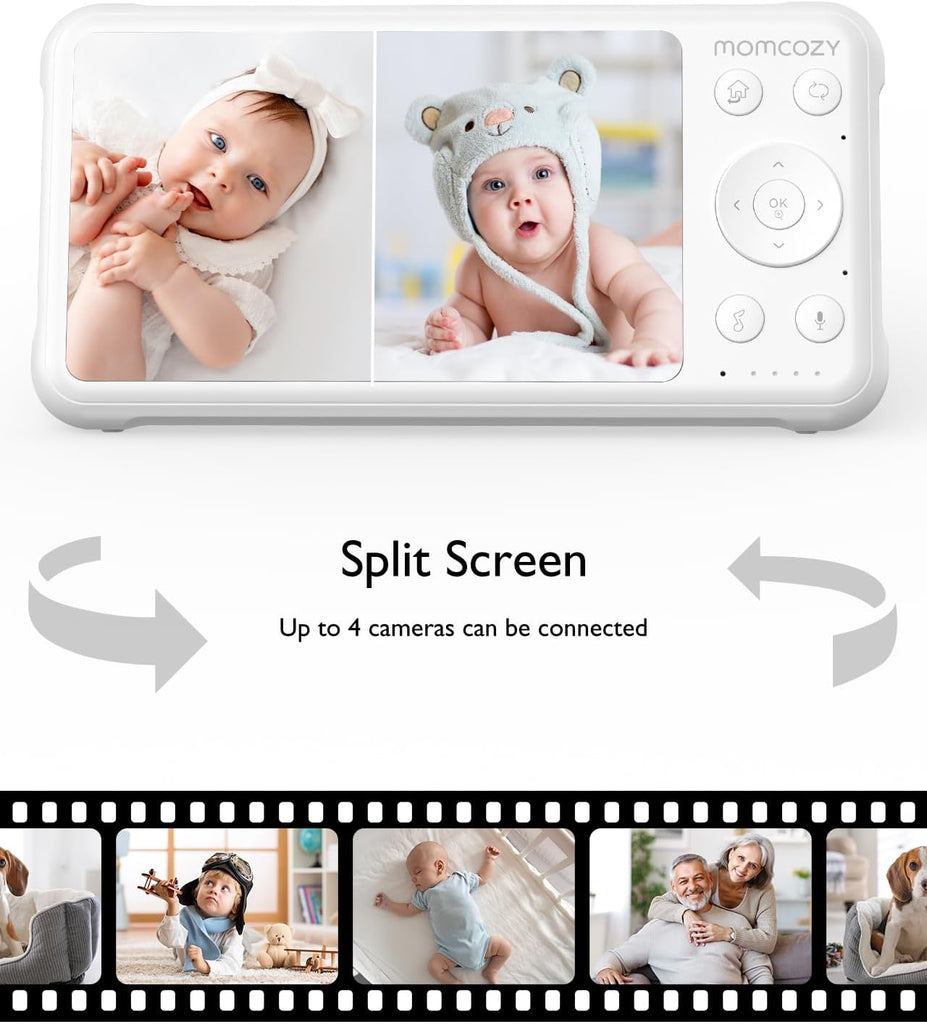 BM01 Baby Monitor with 2 Cameras, 5'' 1080P Split Screen & no WiFi