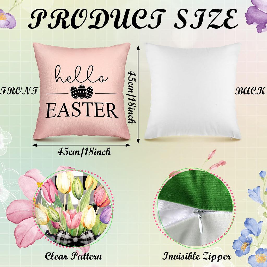 Set of 16 Easter Pillow Covers 18 x 18 Inch Buffalo Plaid Throw Pillow Covers Valentine's Day St. Patrick's Day