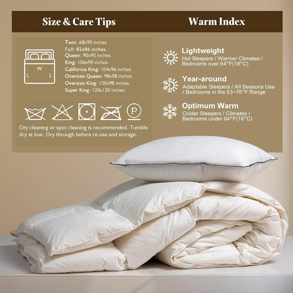 Lightweight Organic Feather Down Comforter Queen