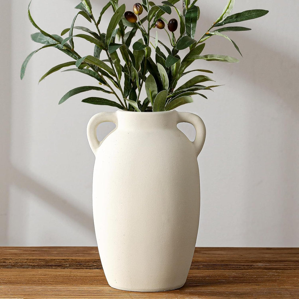 White Ceramic Vase-Boho Decorative Vase,Terracotta Tall Vases Decorative Pottery are Suitable