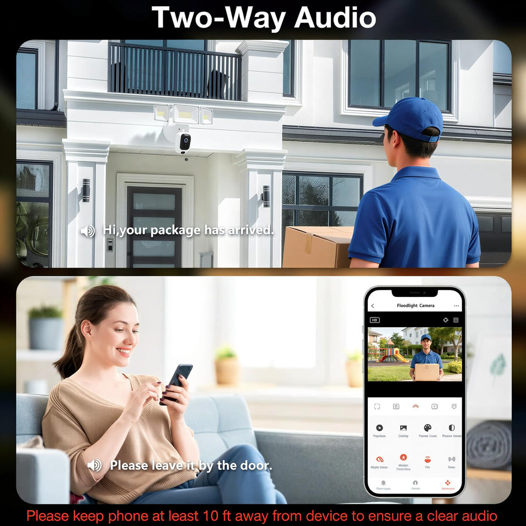 2K Floodlight Camera Plug&Hardwired, Smart Security Camera Outdoor