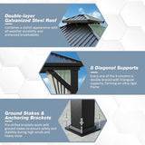 10'x12' Gazebo Hardtop Gazebo, Aluminum Pergola with Double  - Image 4