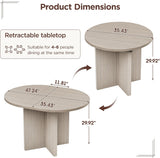Extendable Dining Room Table for 4-6, Modern Kitchen Oval Dining Table with Large Storage, Round Expandable Kitchen