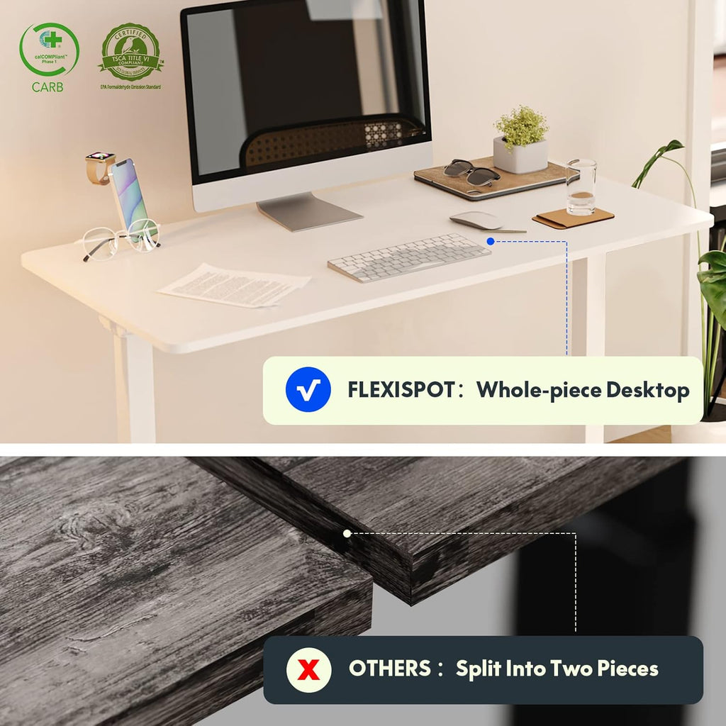 EN1 One-Piece Standing Desk 48 x 24 Inches Height Adjustable Electric Sit Stand Up Desk Home Office Desk