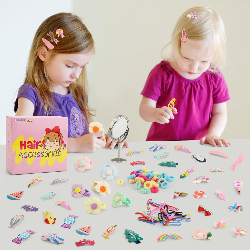 Toddler Girls Hair Accessories Kit, Little Girl Hair Clips Set Hair Stuff Kids Hair Ties Accessory Kits Variety Pack
