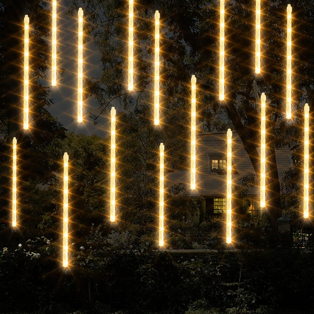 864 LED Christmas Light, Meteor Shower Rain Lights 11.8 Inch 24 Tubes, Waterproof Plug in Falling Rain Lights