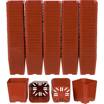 Pack of 2 Inch Plastic Flower Pots for Seedlings, or Succulents (100 Pots, Terracotta)