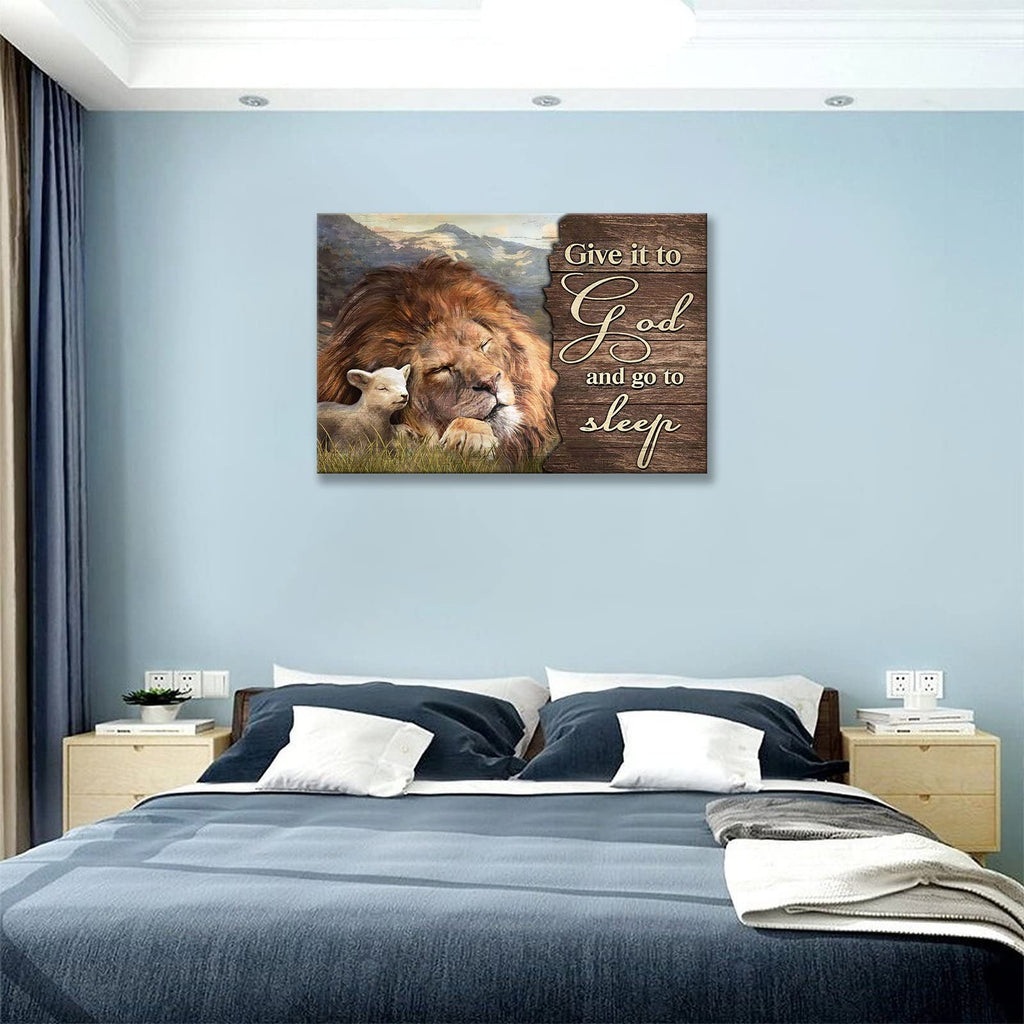 Lion and Lamb Wall Art Christian Religious Pictures Canvas Wall Decor Give it to God Painting Prints Framed Artwork