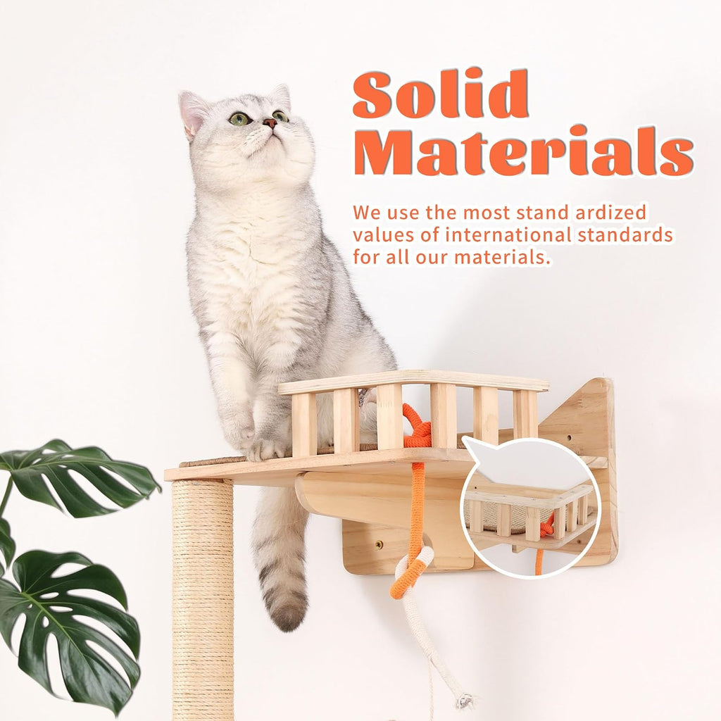 Wall Mounted Cat Tree, Cat Wall Shelves with Sisal Mats