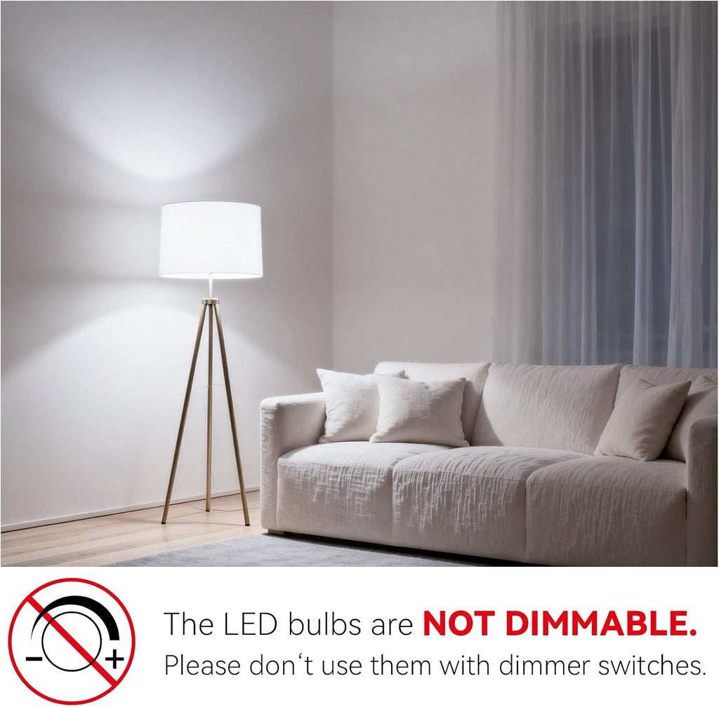 A19 LED Light Bulbs 60 Watt Equivalent, Daylight Bright White 5000K, E26 Medium Base Standard Lightbulbs, Energy