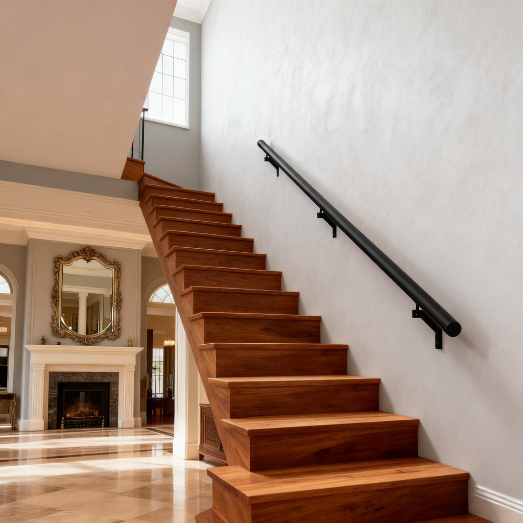 4 FT Handrails Kit for Indoor Outdoor Stairs, Modern Aluminum Handrail Set, 1.4" Diameter Bar, Adjustable 304 Stainless
