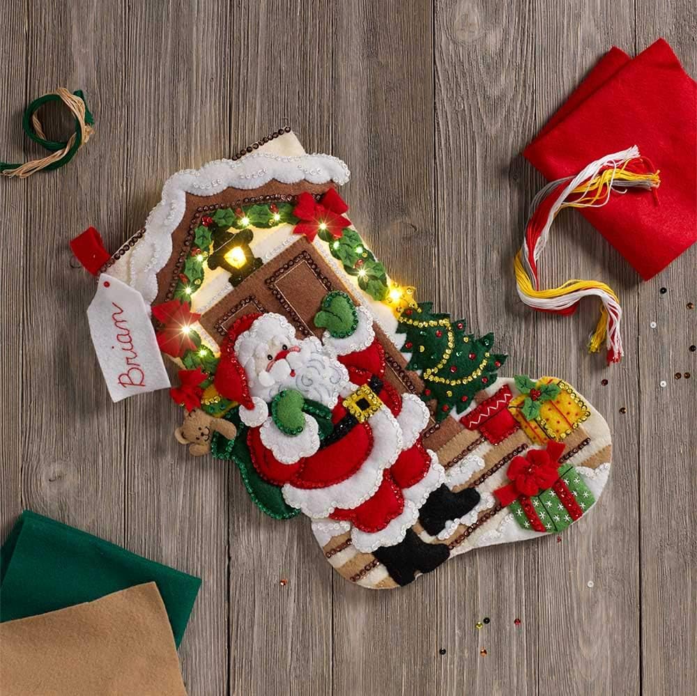 86893 Light Up Felt Applique , 18", Santa is Here