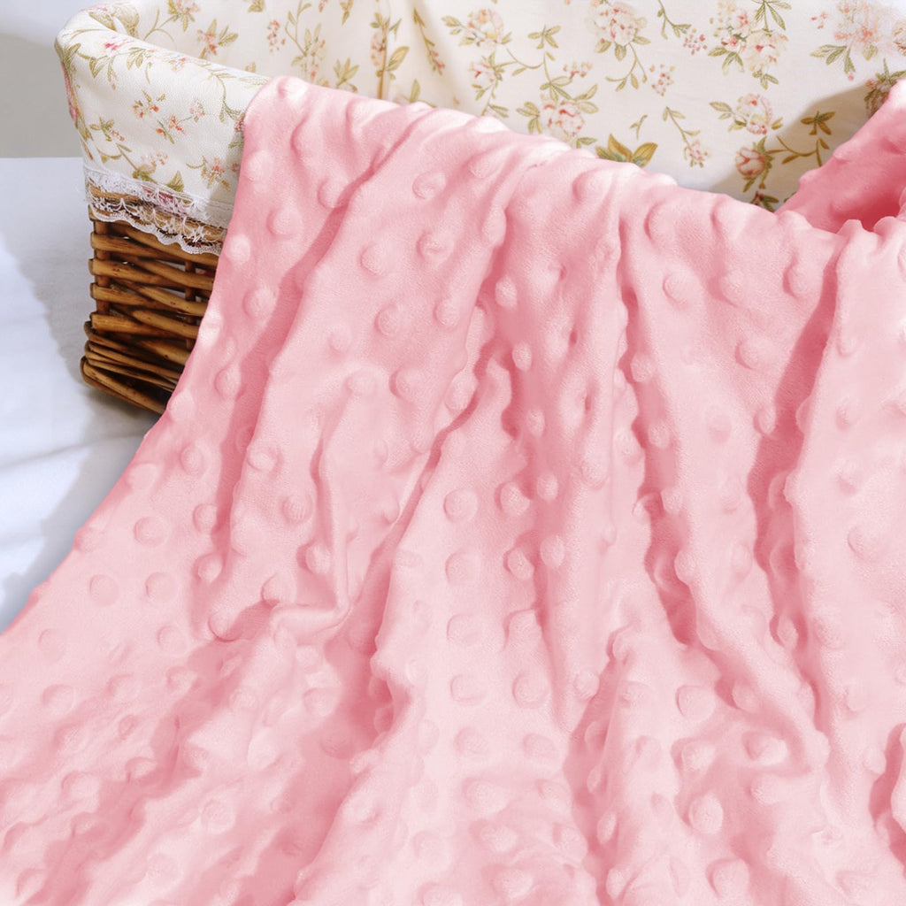 1 Yard Minky Dot Fabric 60 Inch Wide Fleece Plush Pink