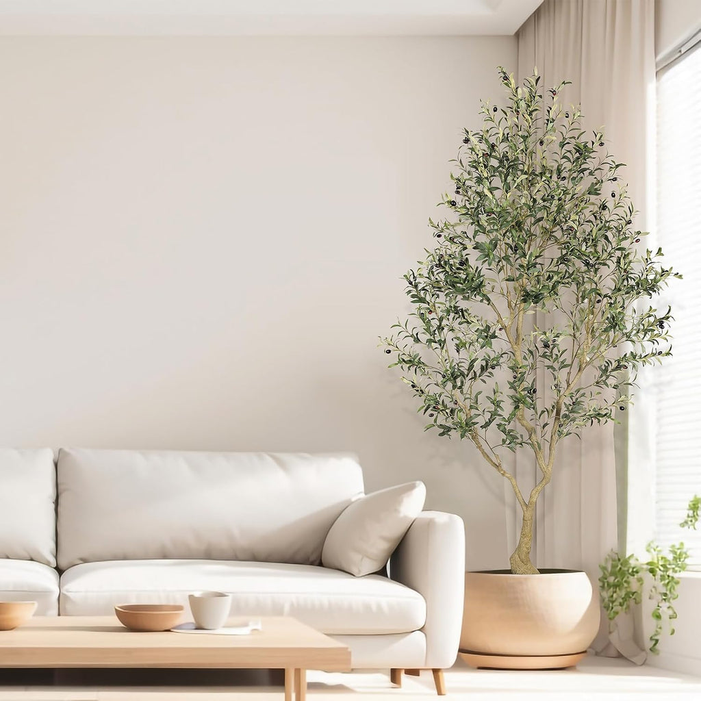 8ft Artificial Olive Tree Indoor with Large Branch Realistic Leaves