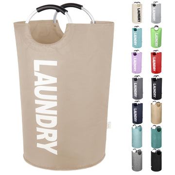Extra Large Laundry Basket, Big Laundry Hamper Bag with Handles, 130L Brown
