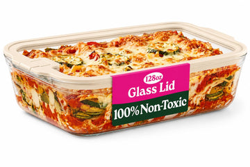 Non-Toxic Glass Baking Dish with GLASS LID, Deep Casserole Dish, Borosilicate Glass 9x13 baking pan Airtight Glass