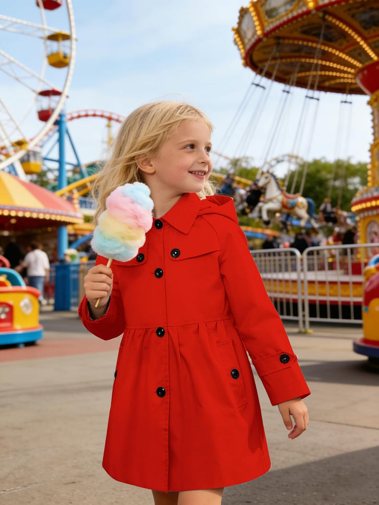Kids Girl's Rain Jackets Waterproof Hooded Trench Coat Raincoats