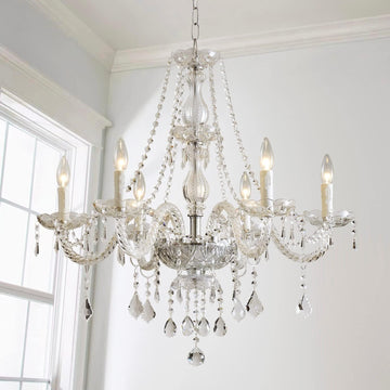 6 Light Chandelier Modern K9 Crystal Chandelier Lighting, Clear Crystal Ceiling Light Fixture Pendant Lamp for Dining Room Bathroom Bedroom Livingroom A100-B00YSMM78E