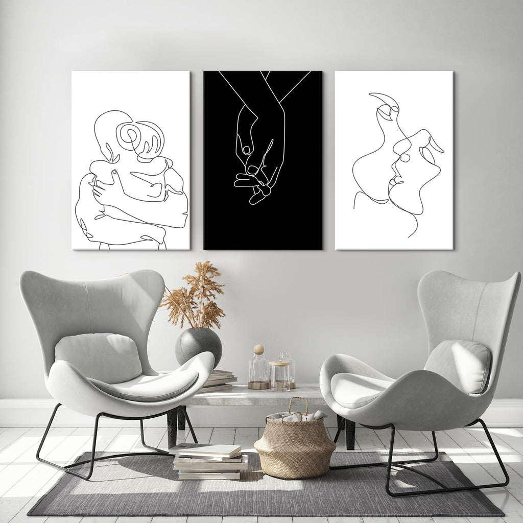 Couples Wall Decor Black and White Canvas Wall Art Minimalist Line Drawing Art Poster Prints Romantic Couple Love