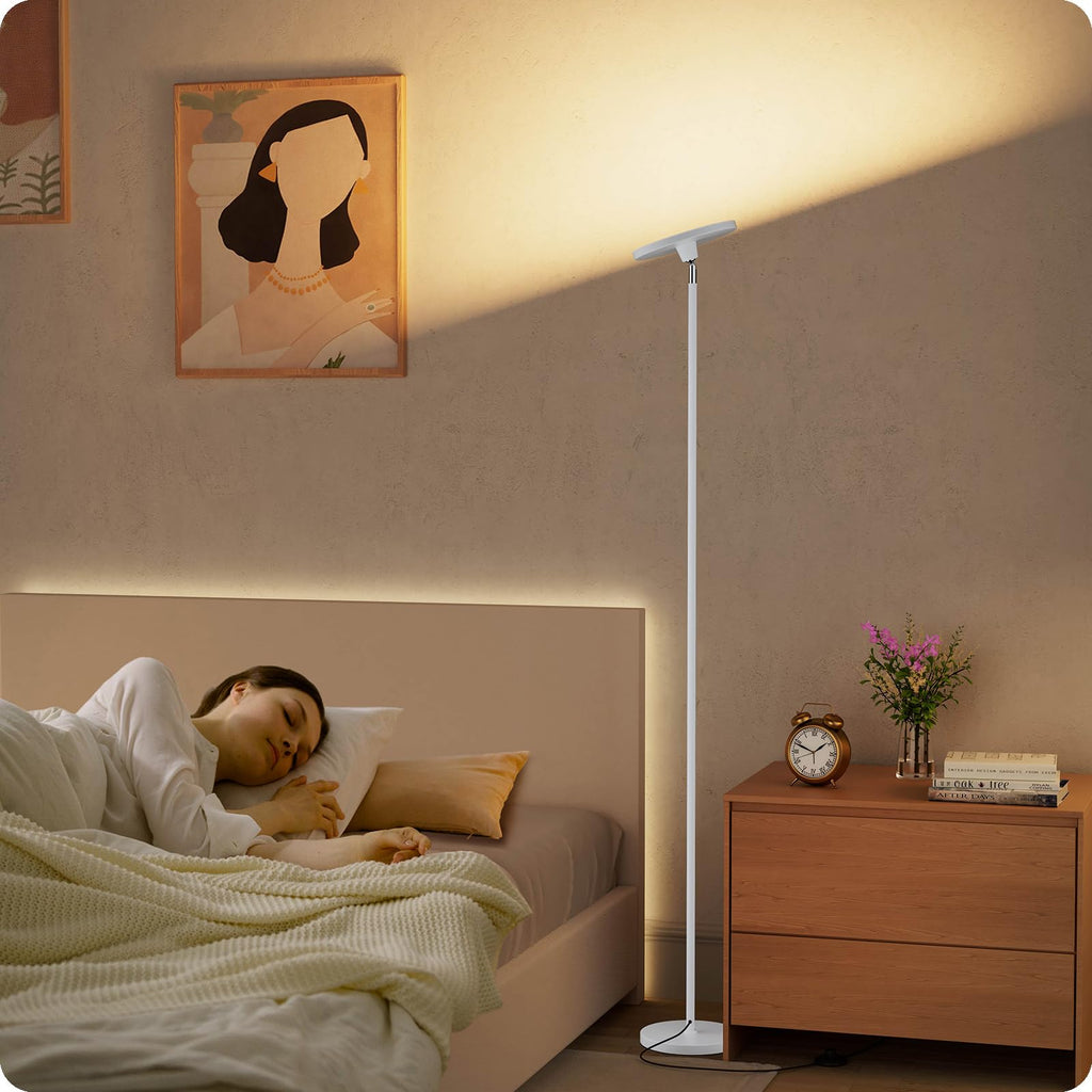 Dimmable Torchiere Floor Lamp with Remote, White