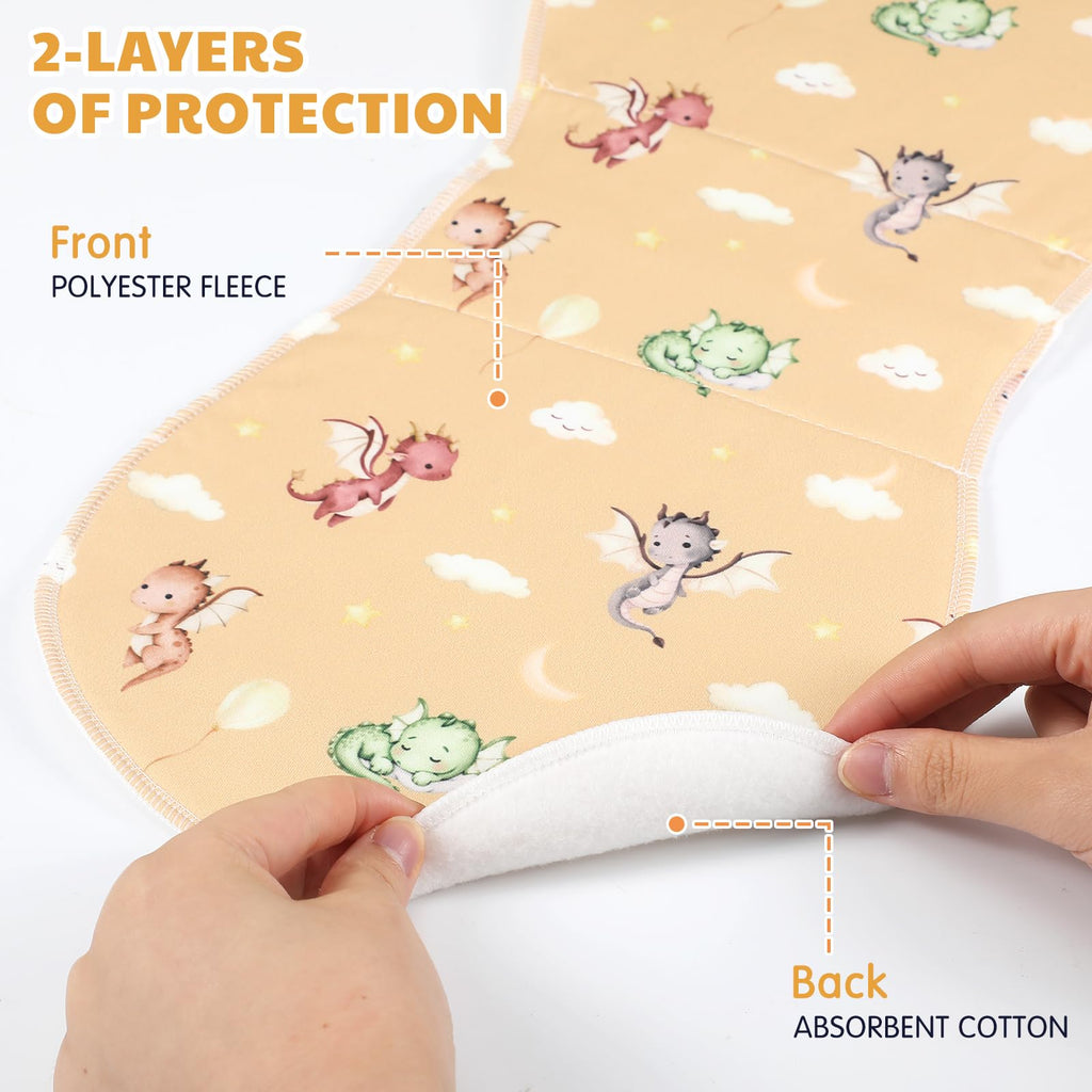 5 Pack Watercolor Dragon Baby Burp Cloths for Newborns 19"x9"