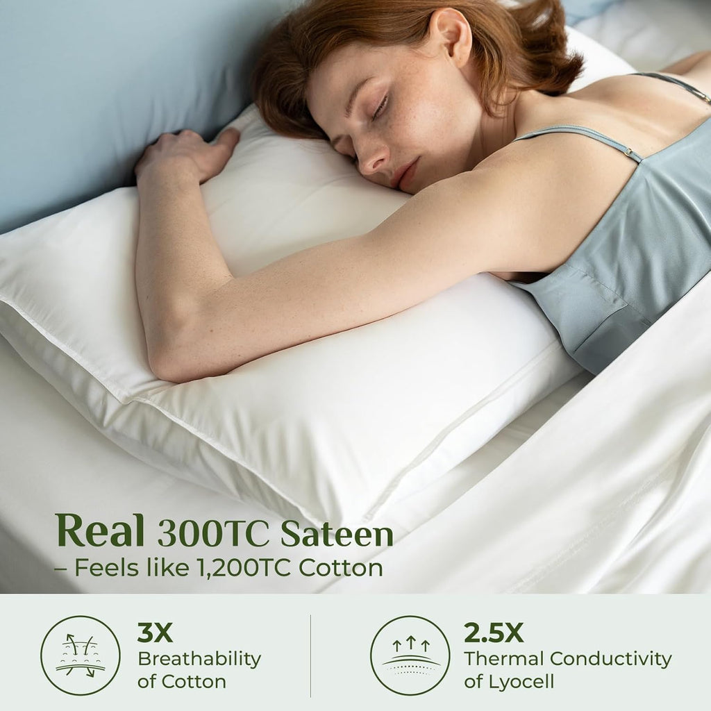 Bamboo Viscose Sheets - 100% Organically Grown, 18" Deep Pocket King Sheet Set, All Round Elastic & Corner Straps