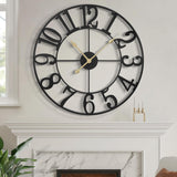 31 Inch Extra Large Wall Clock, Retro Decorative Oversized Silent Little Ticking Battery Operated,Black Metal