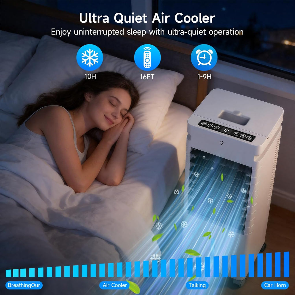 Portable Air Conditioners, 3-IN-1 Evaporative Air Cooler,Cooling Fans that Blow Cold Air with 60° Oscillation