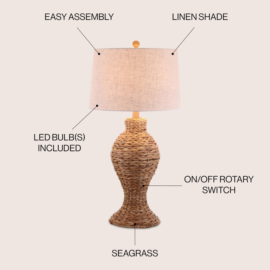 Elicia Farmhouse 31" Water Hyacinth Table Lamp, Natural