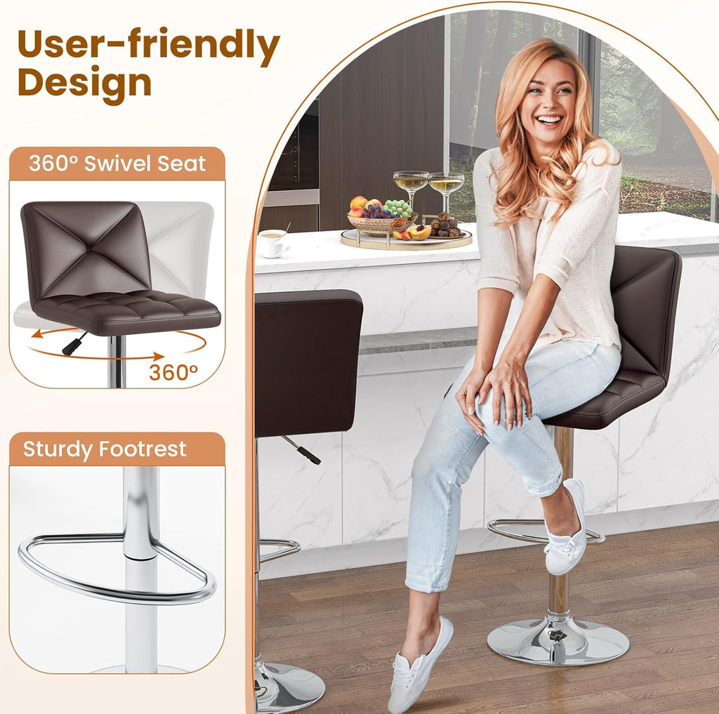 3 Pieces Bar Table Set, Counter Height Table Set with 2 Bar Stools