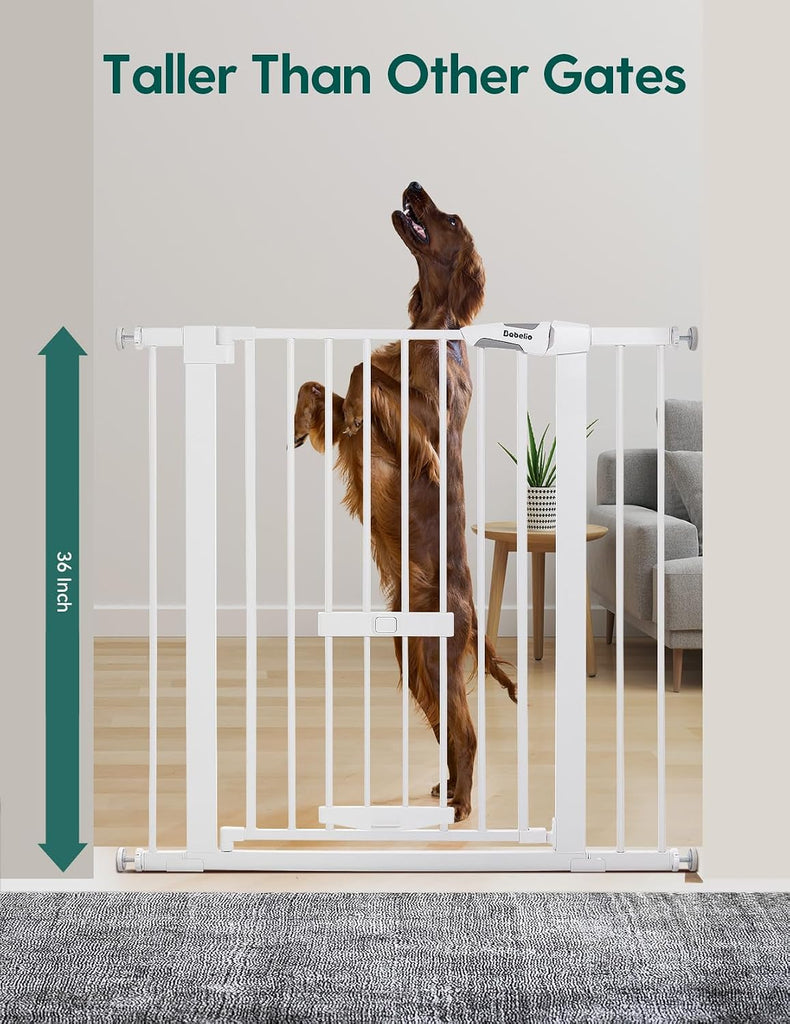 36" Tall Pet Gate with Cat Door, CatPrivilege II, 29-40", White